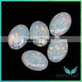 Gemstone Wholesale 8*10 Flat Back Oval Shape White Artificial Australia Colour Opal thumbnail-1