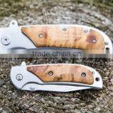 OEM Pocket Survival Camping Knife With Wooden Handle thumbnail-4