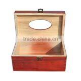 Natural Redwood Napkin Tissue Box Holder, Wholesale Retro Bronze Buckle Packaging Box thumbnail-2