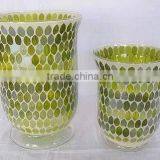 Elegant Green Mosaic Glass Vase thumbnail-5