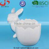 BSCI Audit Factory White Ceramic Easter Bunny Rabbit Planter, Animal Flower Planters thumbnail-4