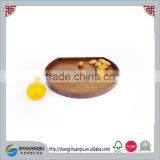 VINTAGE OVAL WOODEN DIP SNACK SERVING TRAY 12" DIAMETER thumbnail-1