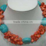 Natural Coral & Turquoise Necklace thumbnail-1