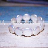 13-14mm White Coin Shape Freshwater Pearl Bracelet thumbnail-5