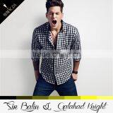 China Factory Cheap Custom Long Sleeve 100% Cotton Check Shirt 120 Grams for Men thumbnail-1