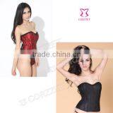Lace Covered Corset Overbust Steel Bone Zipper Wholesale thumbnail-1