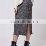 2016 High Waist Korea Style Maxi Skirts Grey Ribbed Bodycon Skirts Salt And Pepper Tube Skirts thumbnail-4