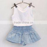 FEITONG Kids Girls Cute Bow Girl Pattern Shirt Top Grid Shorts Set Clothing Summer Girls Clothing thumbnail-2