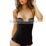 One Piece Summer Ladies PLain Formal Swimwear Swimsuit thumbnail-1