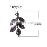 Iron Based Alloy Pendants Leaf Cluster Branch Antique Copper thumbnail-2