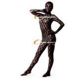 Black Floral Silk Like Zentai Suit thumbnail-1
