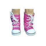 Fuchsia Bright Color Long Shoelaces Doll Boots , 18 Inch Doll Boots thumbnail-1