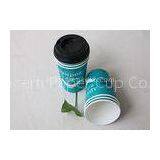 8oz 265ml Single Wall Paper Cups / Blue Paper Coffee Cups With Lids For Beverage Drinking