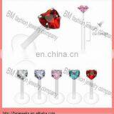 Cool Fashion Heart Shaped Crystal Plastic Labret Body Piercing Jewelry thumbnail-1