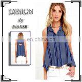 Valiance Ivory and Blue Striped Top New Design Summer Women Tops and Blouses