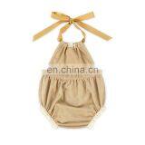 Baby Girl Soft Beige Lace Clothes Breathable Style Cotton Newborn Girls Romper thumbnail-2