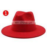 Wholesale New Wide Brim Fashion Jazz Cap Panama Vintage Winter Felt Fedora Wool Wide Custom Hats thumbnail-2