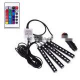 RGB LED Light Strip Car 4pcs 16 Colors For Interior Car Decoration Lighting