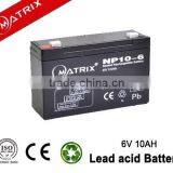6V Lead Acid Emergency Power Supply Battery 6v 10ah Matrix Battery
