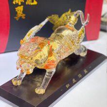 Chinese Made Tiger Glass Craft Art Vessel Handcrafted Exquisite Wine Holder thumbnail-2