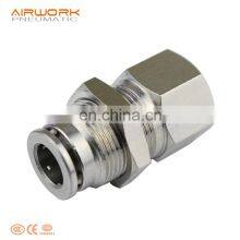 PMF Bulkhead Metal Pneumatic Fitting Joint Hose Connector Female Thread pt Npbt 1/8 1/4 3/4 thumbnail-1