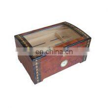 MDF Wooden Humidor Wholesale With Real Wood Veneer Inlay Colour for 100 Ct Cigars Wooden Storage Box Packaging