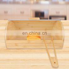 Bamboo Bread Box Wooden Kitchen Storage Bin Bread Container With Transparent Window thumbnail-3