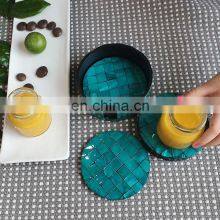 Round Blue Pearl Coaster, Turquoise Ocean Coasters Custom Design Drink Cup Coaster Set For Table Decor Wholesale thumbnail-2