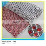 Round Siam Rhinestone Aluminum Mesh Roll Sew on Technics Bridal Rhinestone Mesh thumbnail-1