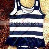 White and Black Stripes Children Swimwear,with a Customized Printing on Front, One Piece Kids Swimsuit,girls Swimwear thumbnail-2