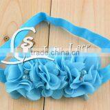 NEW Grosgrain Ribbon Baby Headbands With Three Pearls Rhinestone Flower / Chic Women Skirt Waistband Accessories Clothing Collar