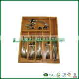 Renewable bamboo flatware tray 6 sections