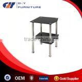 Black or Clear Glass 2 Tier Side End Table Chrome Finish thumbnail-1