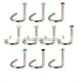 Nose Retainer Rings Studs Hide Piercing Bio Flexible Clear Screw On Gems thumbnail-4