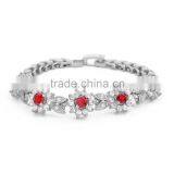 Wedding Jewelry 18 K Gold / White Gold Plated Inlay Red Zircon Cubic Bracelets thumbnail-1