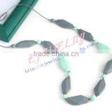 Green&gray Rectangular Silicone Teething Beads Necklace Loose Silicone Beads Silicone Teething Necklace Wholesale TN069 thumbnail-2