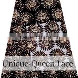 Tulle lace fabric with pearls / nigerian french lace / net fabric for Party/tulle lace embroidery with pearls and rhinestones