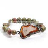 (BD10225)Charming Unakite Original Gemstone Bracelet One Wrap Competitve Price thumbnail-1
