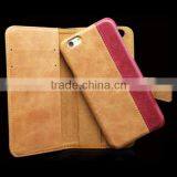 Custom Real Leather Phone Case Internal Wallet Card Slot, Leather+Spray Rubber Oil 2 In 1 Combo Phone Holster For IPhone7 thumbnail-1