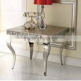 B2168 Stainless Steel Frame Coffee Table With White Marble Top thumbnail-3