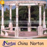 Custom design stone garden pavillion with carved columns NTGM-030Y