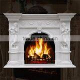 Indoor Hand Carving Woman Sculpture White Marble Fireplace thumbnail-2