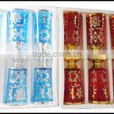 African Style Golden Silver Colorful Glass Cup