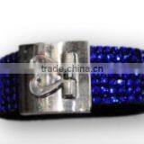 Hot Sale Gift Leather With Crystal Gem Decoration, Bracelet With Zinc Alloy Locking Part, thumbnail-2