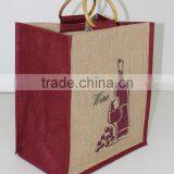 Factory Custom Cheap Six Bottle Jute Wine Bag thumbnail-2