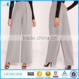 2017 Casual Loose Wide Leg Pants Pleat Front Wide Leg Pants Grey Ladies Wide Leg Pants thumbnail-1