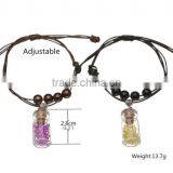 Couple Woven Cord Glass Wishing Bottle Bracelets Diy Wishing Bottles Charms Leather Cord Bracelets for Valentine's Gifts 2017 thumbnail-3