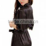 Ice Silk Robe Sexy Pyjamas Lingerie Sleepwear (Black) thumbnail-3