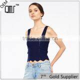 Stitched Knit Geometric Motifs Wavy Hem Wide Straps Design Tank Tops thumbnail-1