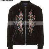Wholesale Custom Women Jacket, High Quality Velvet Embroidered Bomber Jacket in Guangzhou thumbnail-5
